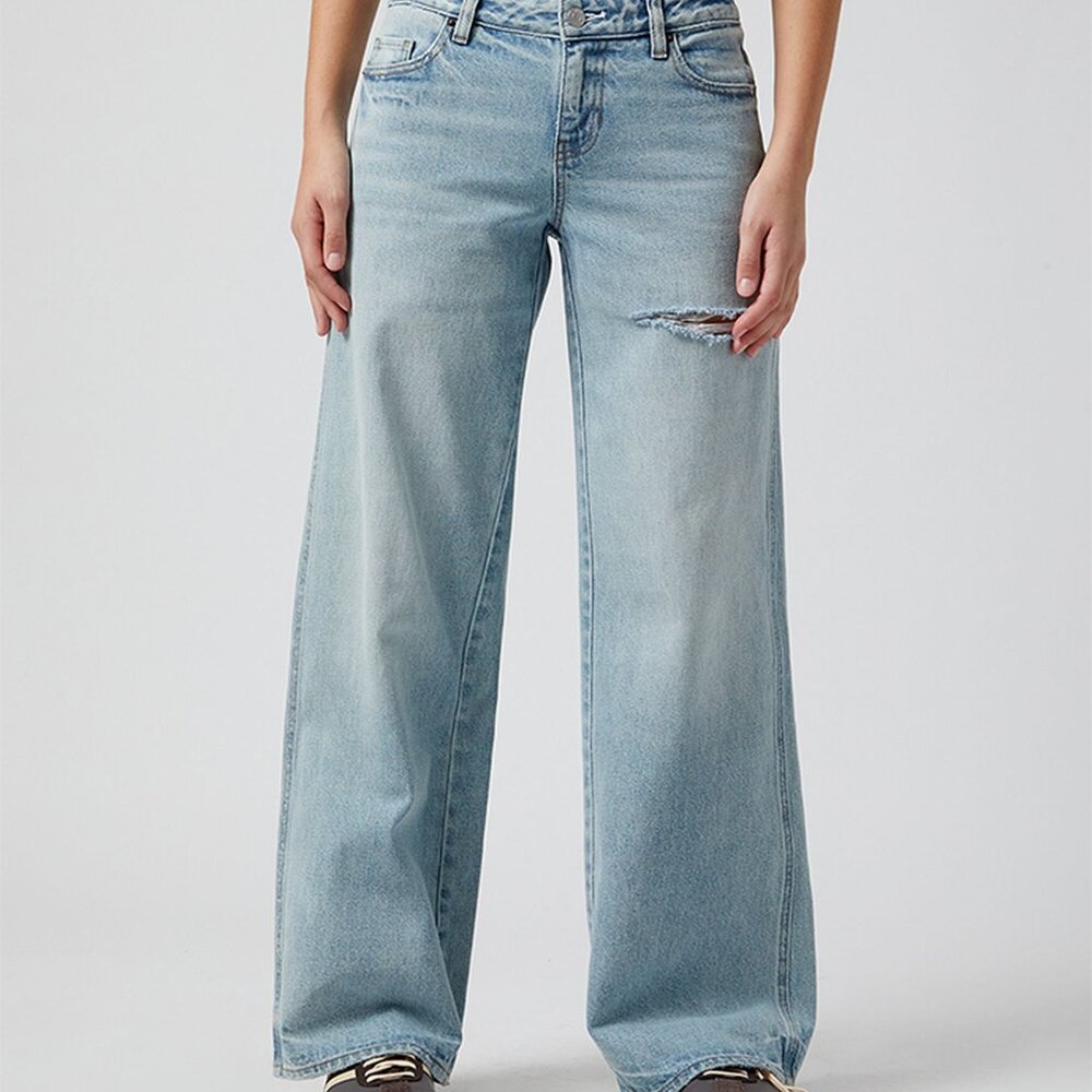 PacSun Low rise baggy Jeans, Casey Ripped Slit Low Rise Baggy Jeans light indigo